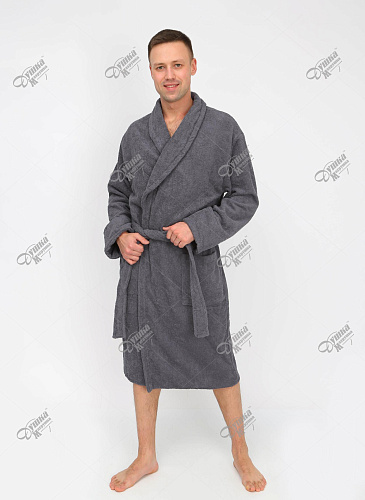 Халат махровый темно-серый шалька