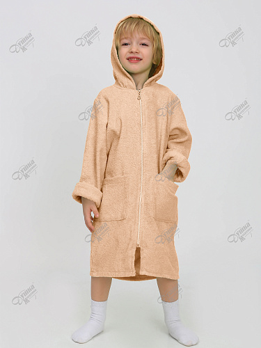 Махровый на молнии с капюшоном бежевый