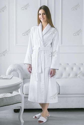 Махровый халат белый шалька