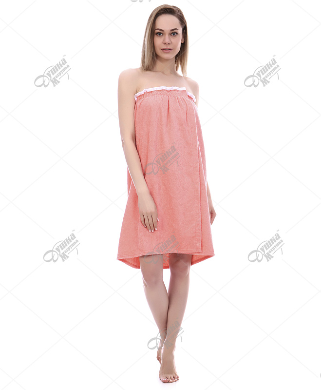 Парео женское махровое персиковое